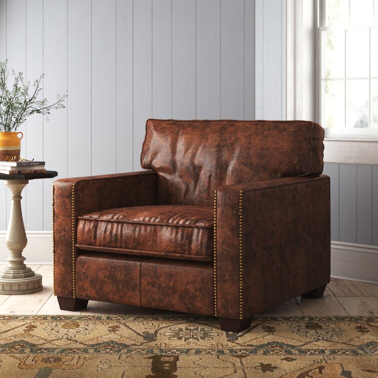 Rustic leather 2025 club chair